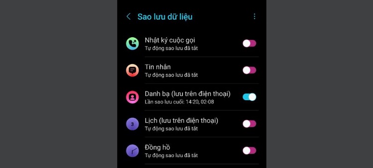 Sao lưu dữ liệu Samsung