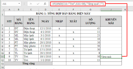 Sử dụng hàm IF kết hợp với hàm AND