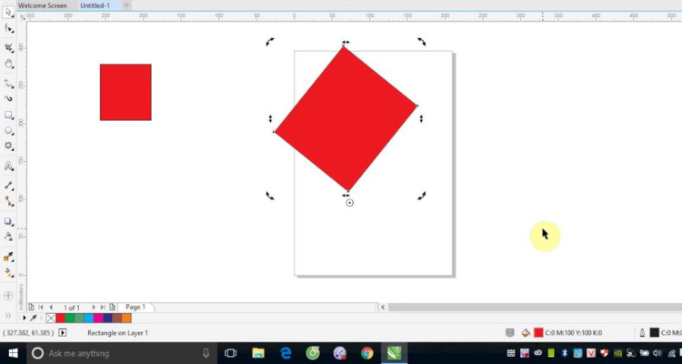 Sử dụng Pick Tool để di chuyển đối tượng trong Corel