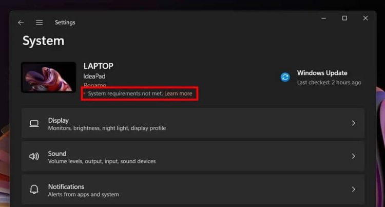 Tại sao Window 11 hiển thị thông báo “System Requirements Not Met”