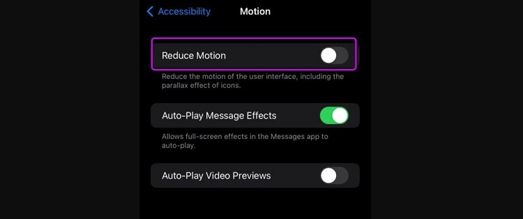 Tắt giảm chuyển động iPhone
