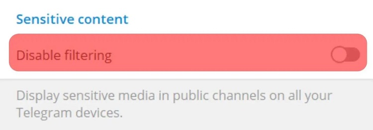 Tắt lọc nội dung nhạy cảm trên Telegram