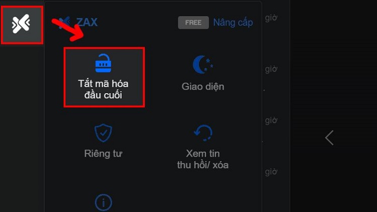 Cách xóa mã hóa đầu cuối trên Zalo b5