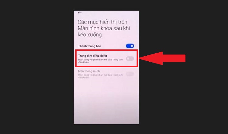 Tắt Trung tâm điều khiển ở màn hình khóa Xiaomi
