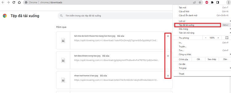 Tệp đã tải xuống Chrome