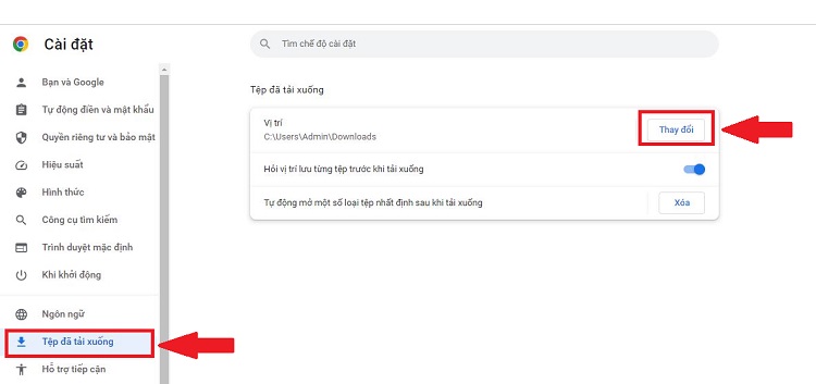 Thay đổi vị trí lưu thư mục Tải xuống trên Chrome B2