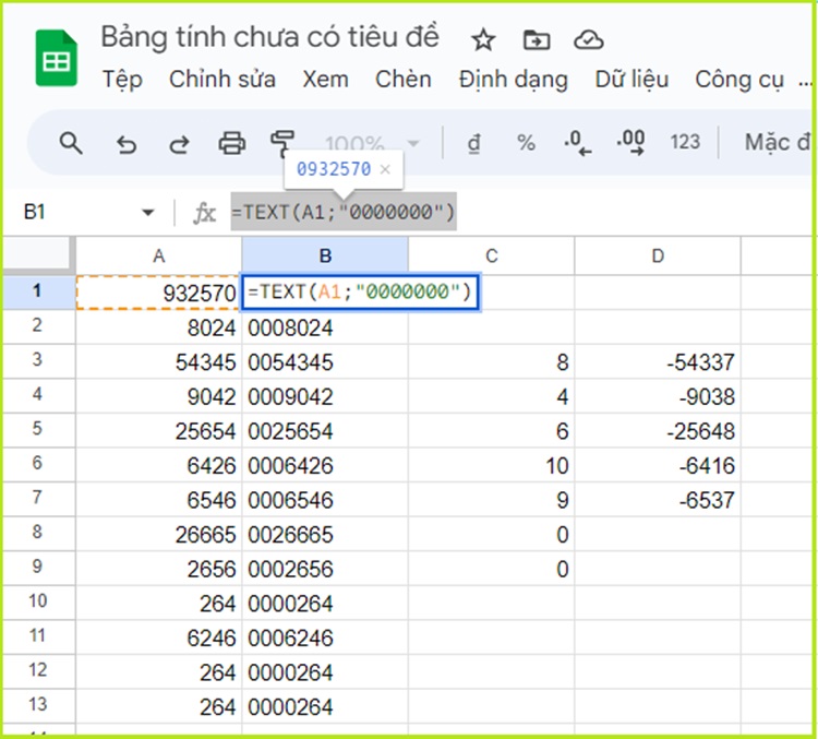 Thêm số 0 hàng loạt theo công thức