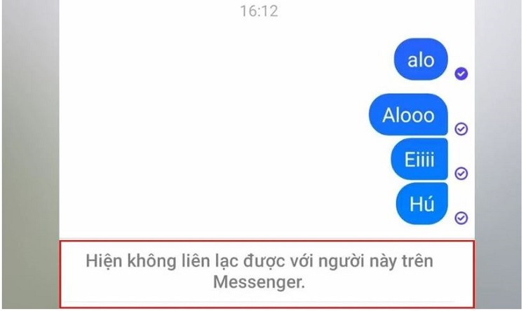 Thông tin lỗi hiện không liên lạc được với người này trên Messenger