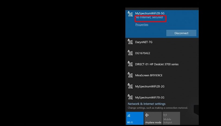 Tìm hiểu lỗi "No Internet Secured" trên Windows 10