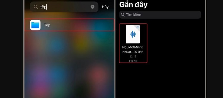 Tìm kiếm file MP3 trong ứng dụng Tệp