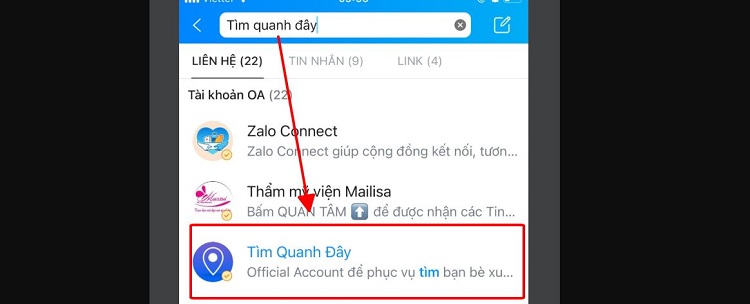 Tìm quanh đây Zalo