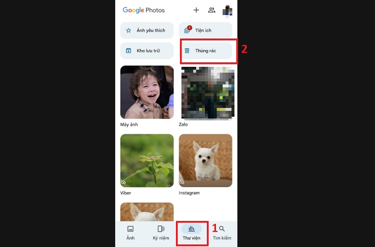 Thùng rác của Google Photos