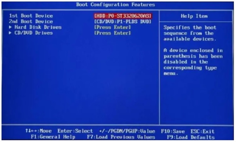 Truy cập tính năng Load Default Settings