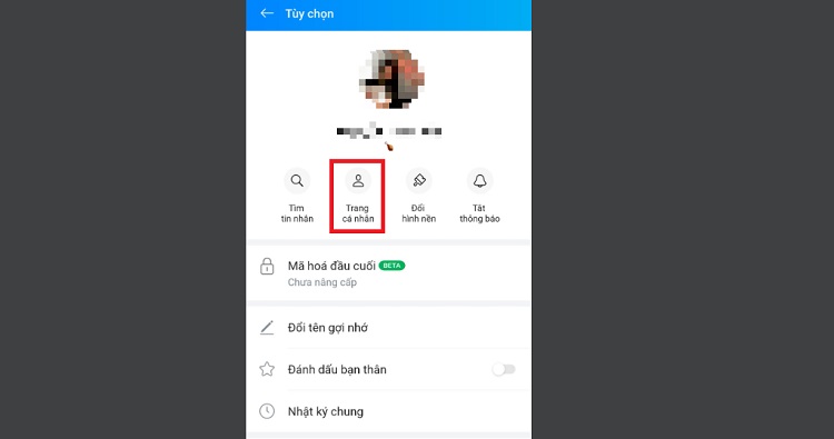 Vào trang cá nhân của người khác trên Zalo
