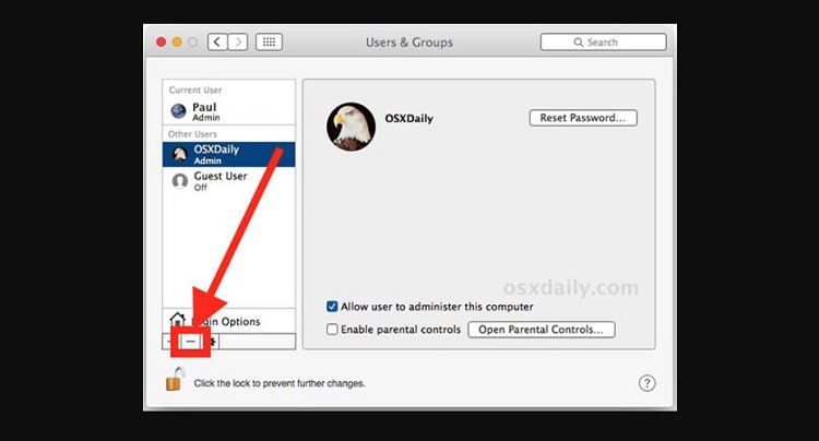 xóa người dùng trên MacBook bước 5