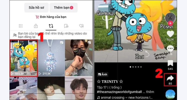 xóa video đăng lại trên TikTok của người khác